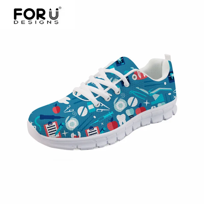 FORUDESIGNS/милые кроссовки с героями мультфильмов; женская повседневная обувь на плоской подошве со шнуровкой; удобные женские теннисные туфли с принтом стоматолога; zapatillas mujer - Цвет: CC4411AQ