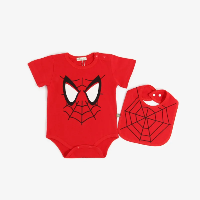 Spiderman Red Комбинезоны для новорожденных мальчиков и девочек; хлопковый цельный комбинезон с короткими рукавами; Детские костюмы Супермена; костюм супергероя - Цвет: Spiderman Red