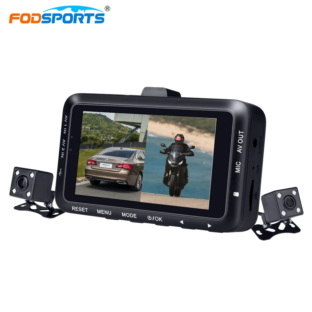 Fodsports 3 дюймов DV168 Видеорегистраторы для мотоциклов Мотоцикл видео Регистраторы