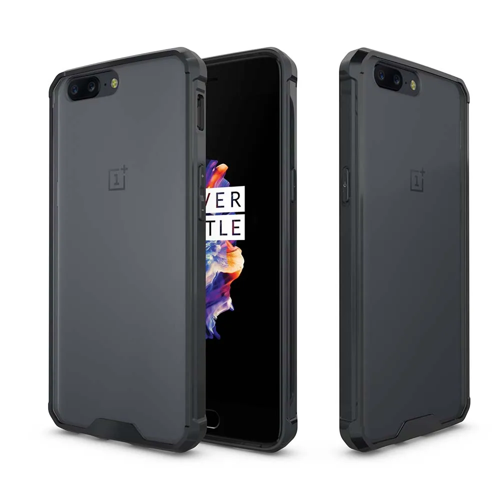 Ясно Назад ПК + ТПУ чехол для OnePlus 5 Case Прозрачный anti-fingerprint УИКТ-скольжения Shoockproof