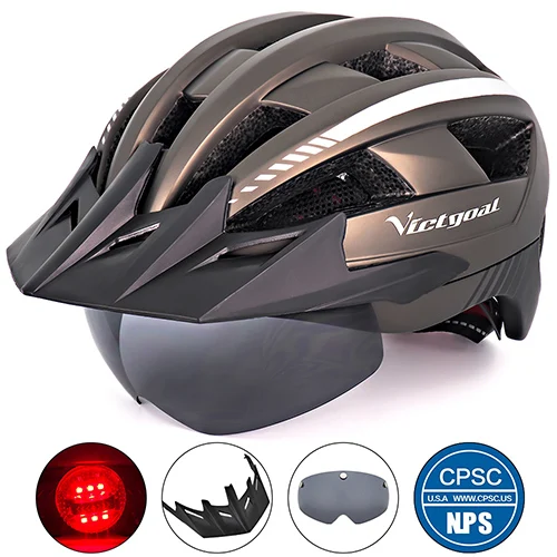 Ti Bike Helmet VICTGOAL шлем для горной дороги, велосипедный шлем с солнцезащитным козырьком, очки для мужчин и женщин, велосипедный шлем, задний светильник, магнитные очки, велосипедные шлемы - Цвет: Ti Bike Helmet