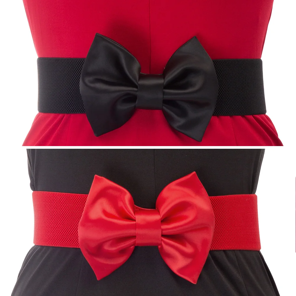 Элегантные винтажные женские ремни однотонные с большим бантом украшенные