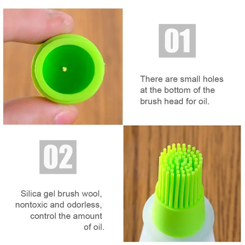 High Quality Portable Flapjack BBQ Brushes Basting Silicone Baking Kitchen Oil Bottle Temperature |
