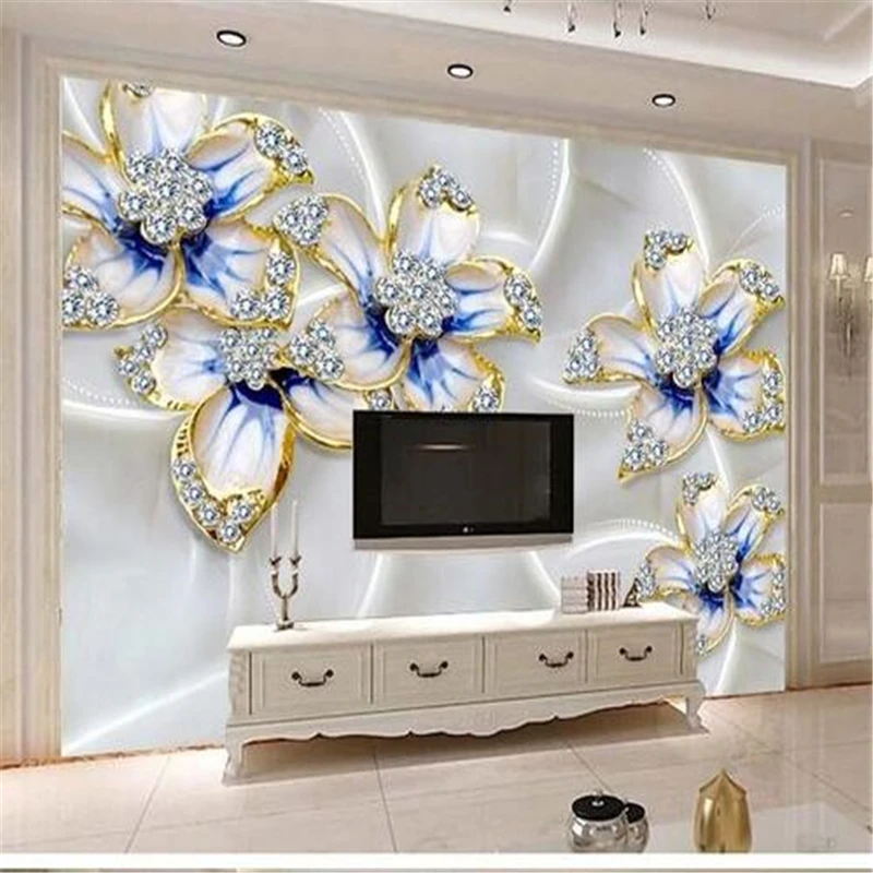3d фотообои на заказ обои ювелирные изделия Алмазные цветы Европейский фон