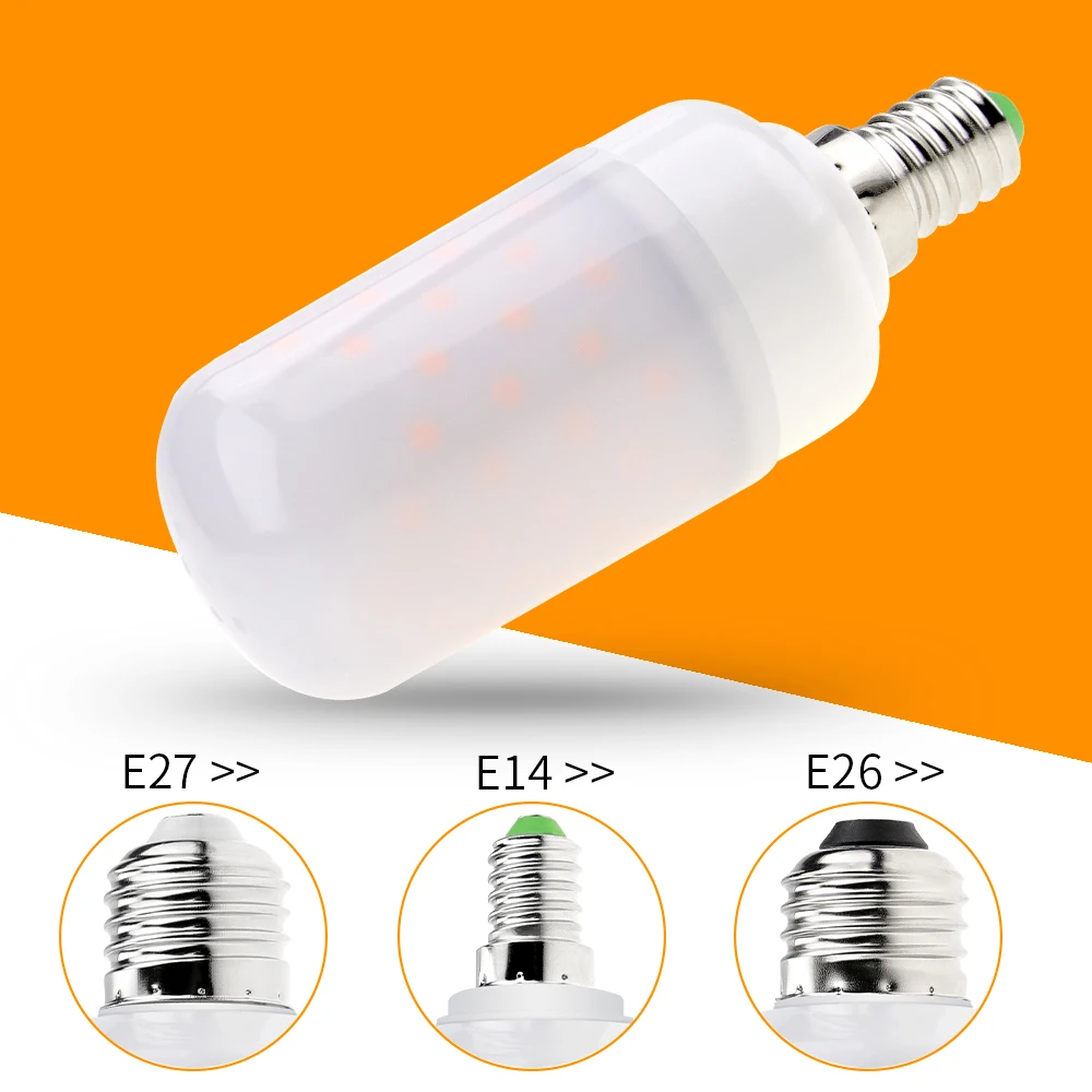Год Led 220V E27 пламенная лампа E14 Led эффект пламени Светильник лампы имитация реального огонь 3W 5W E26 рождественские светодиодные украшения дома