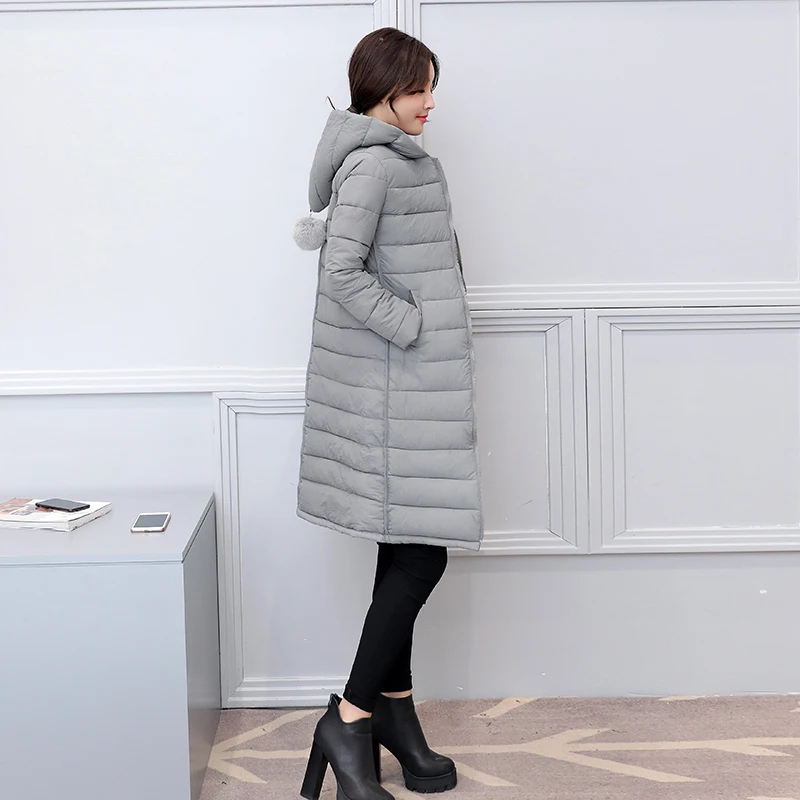 2018 женские зимние с капюшоном Длинная Куртка теплые большие размеры 3XL хлопковая