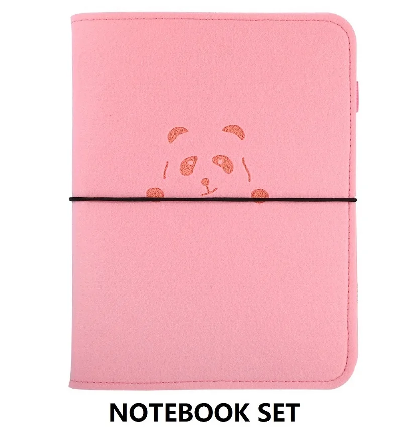 Pink Notebook Harphia A5 A6 A7 шерстяная фетровая панда планировщик вкладыш блокнот многоразовый спиральный связующий Дневник путешествия журнал самодизайнерский бинт - Цвет: Pink Notebook