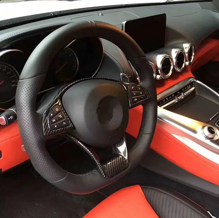 Для Mercedes-Benz W205 C63 W176 A45 W213 E63 W117 C117 CLA45 CLS63 GLA45 углеродного волокна руль отделкой крышка