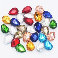 drop shape piontback rhinestones 30pcs shiny clear crystals strass beads crafts gems glue on rhinestones for clothes decoration