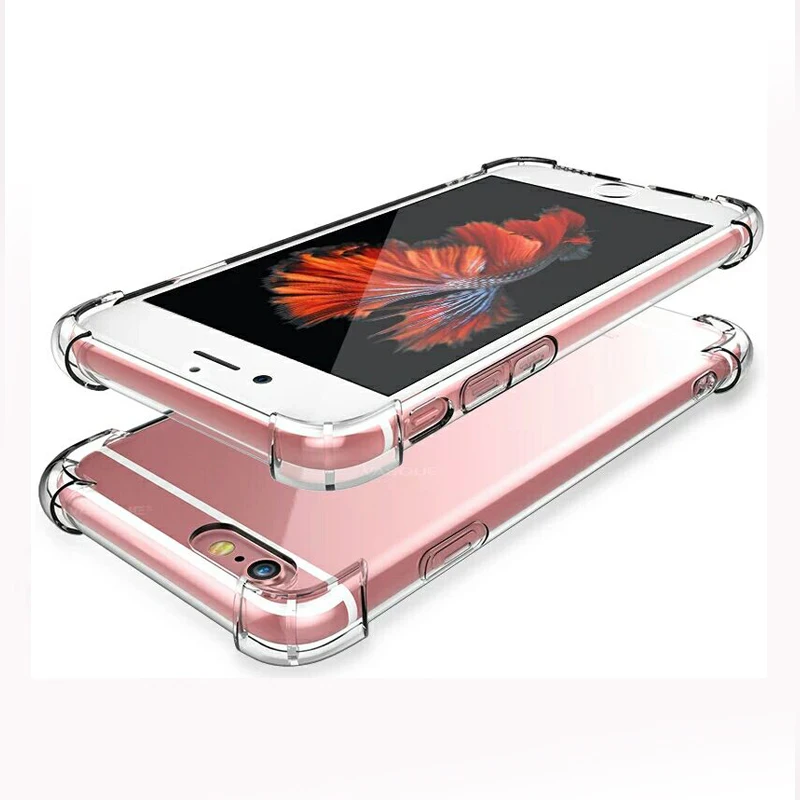 Ультра тонкий противоударный чехол для iPhone X 8 плюс прозрачный силиконовый