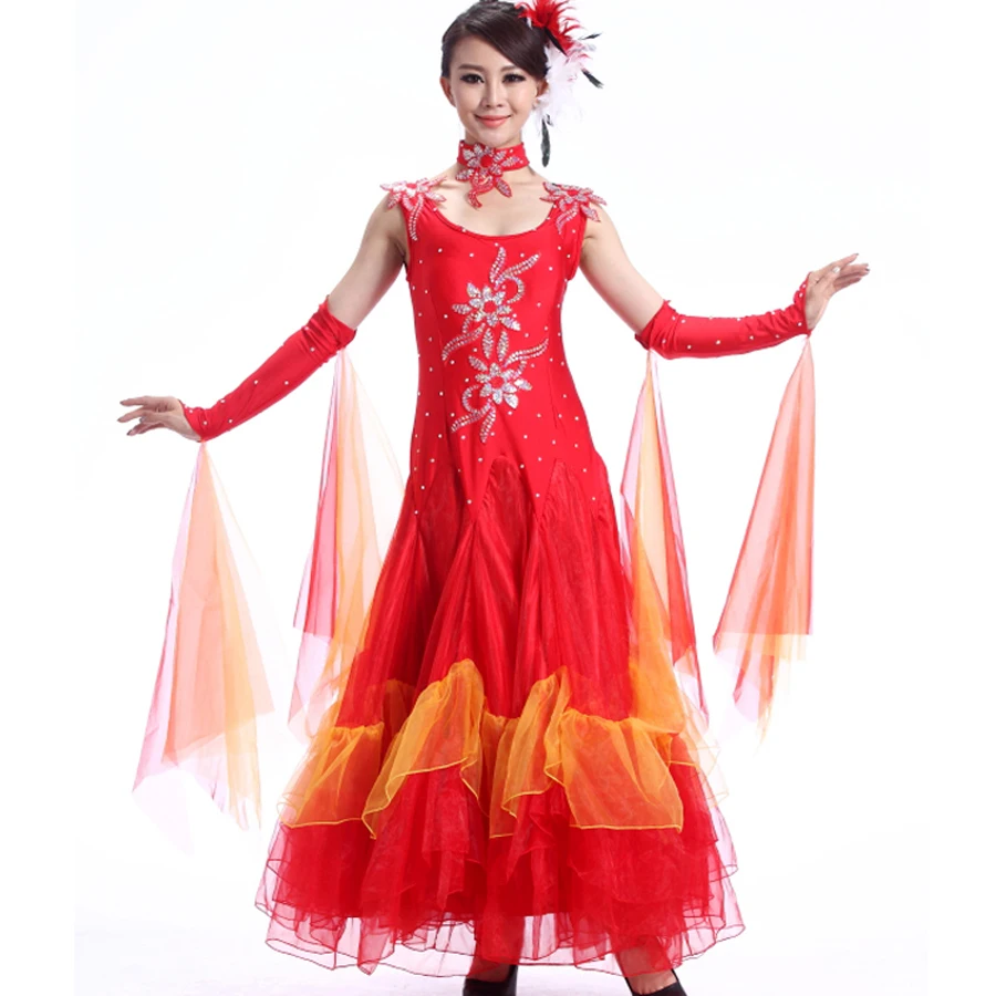 

Ladies Standard Ballroom Dance Dress Women Stage Costumes For Singers Practice/Performance/Competition Tanto/Jazz/Waltz Dresses