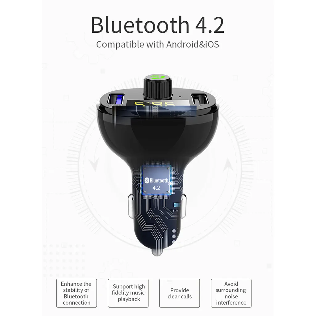 Автомобильный Bluetooth-комплект FM-передатчик MP3-плеер со светодиодной подсветкой
