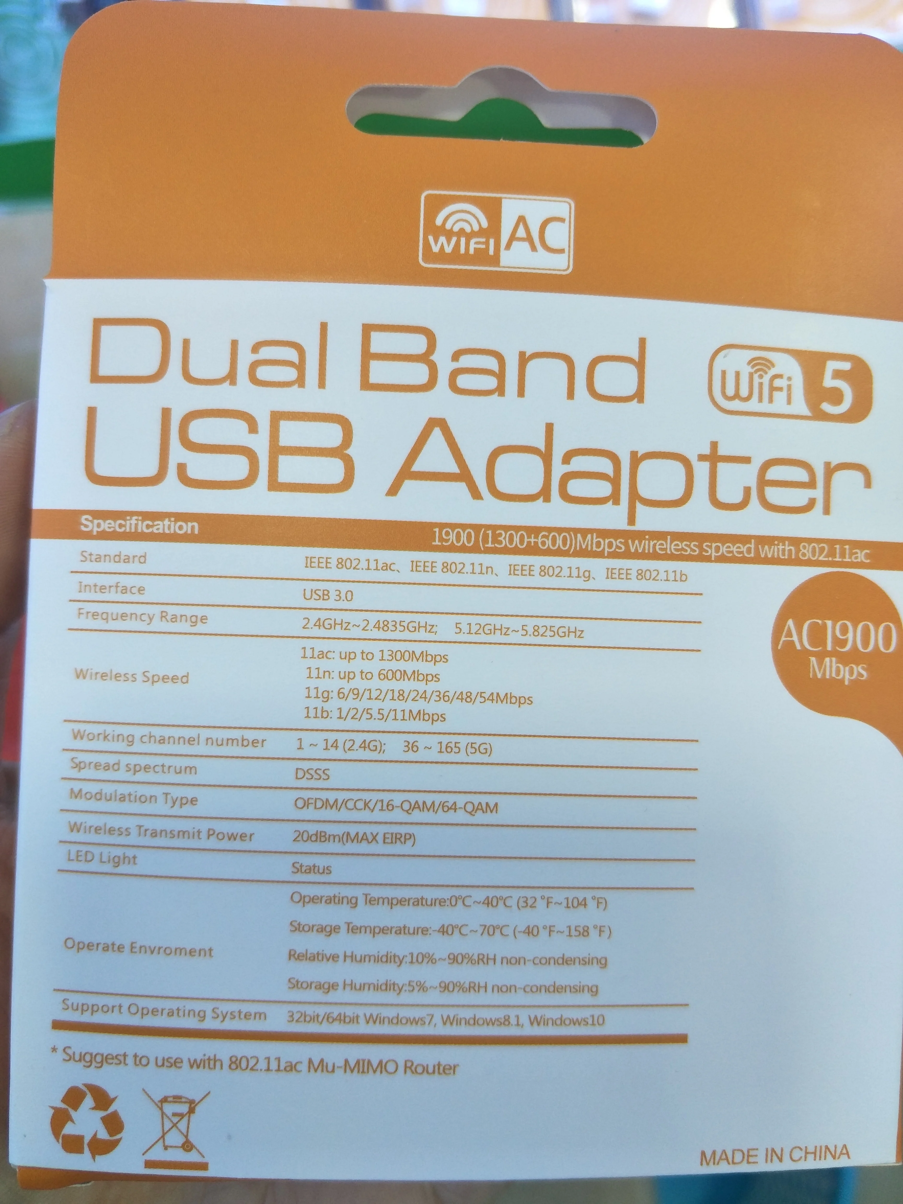 802.11ac 1900Mbps Dual Band 2.4/5Ghz Wi-Fi USB Adapter AC1900 | Компьютеры и офис