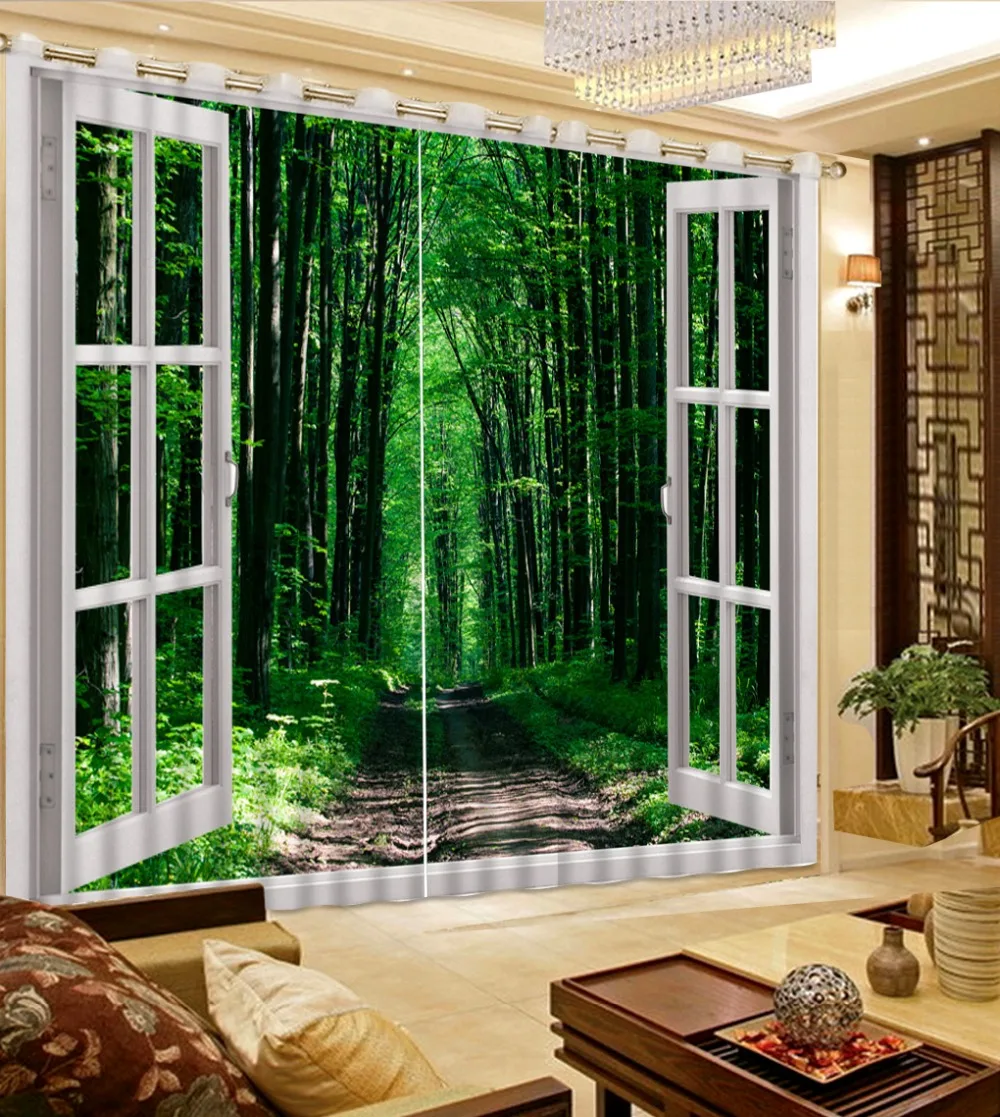 

window Scenic sunshine curtain home Living room bedroom modern curtains