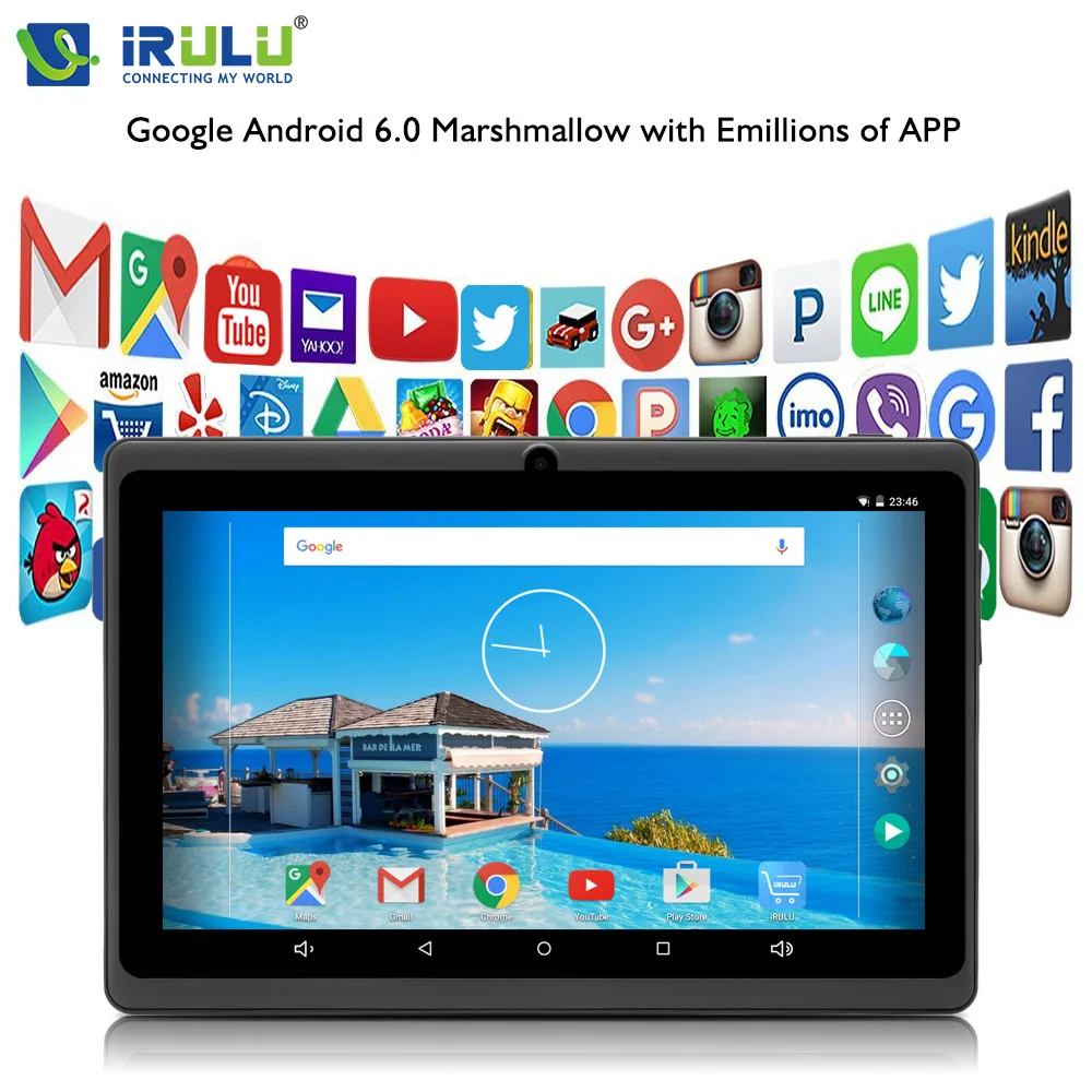 IRULU eXpro X3 7 &quot1024 * 600 HD Google APP Play Android 6.0 Tablet PC Quad Core 16GB ROM 1GB RAM WIFI OTG с клавиатурой Новый