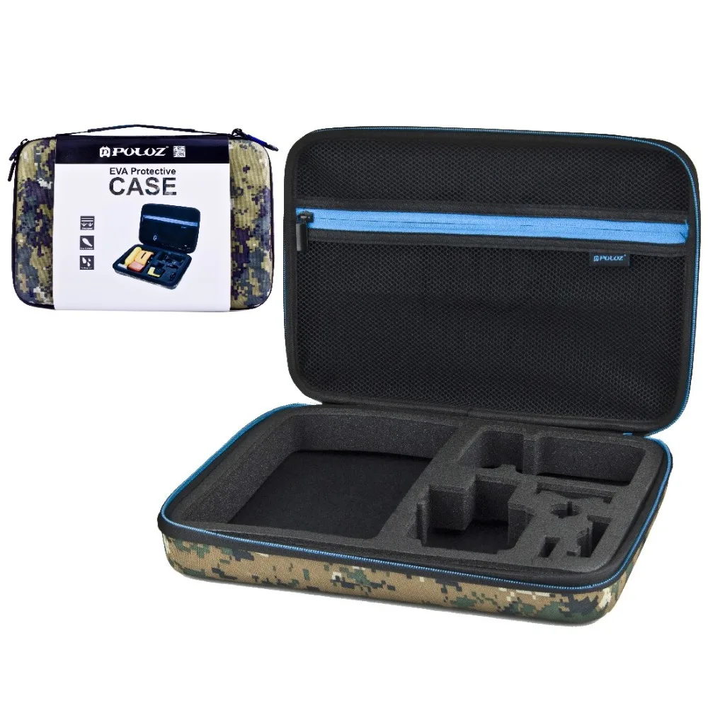 Camouflage Pattern Waterproof Carrying Travel Case stocker for GoPro HERO 4 Session /4 /3+ /3 /2 /1 Size: 32cm x 22cm 7cm | Электроника