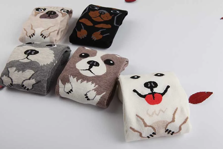 [WPLOIKJD] Корейский Calcetines хлопковые носки без пятки с принтом Harajuku милые собаки мопса забавные Женские носочки с рисунками из мультфильмов носки-тапочки унисекс