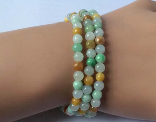 

Certified A grade 5-6 7-8 mm beads Multi-colour Jadeite jade bracelet, Gemstone