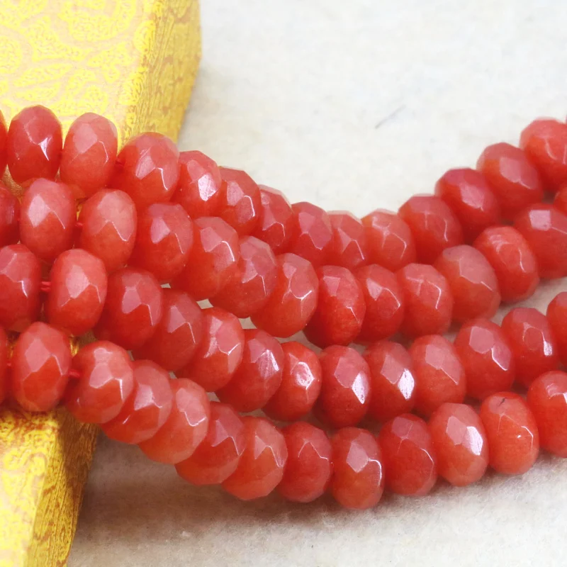 

Hot 5x8mm Faceted red chalcedony abacus loose beads 15" 2pc/lot DIY jewelry making beads wholesale and retail