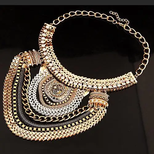 Fashion Women's Multi-Layers Statement Pendant Chain Collar Bib Choker Necklace | Украшения и аксессуары
