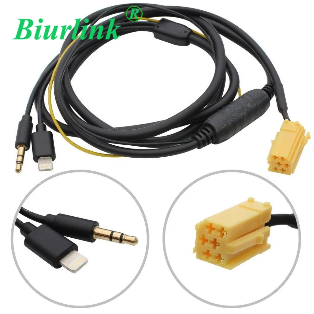 

Biurlink Car CD 3.5mm Aux-in Audio Adapter Cable with Charging for iPod for Fiat Grande Punto 2007+ for iPhone 5 5c 5s 6 6s Plus