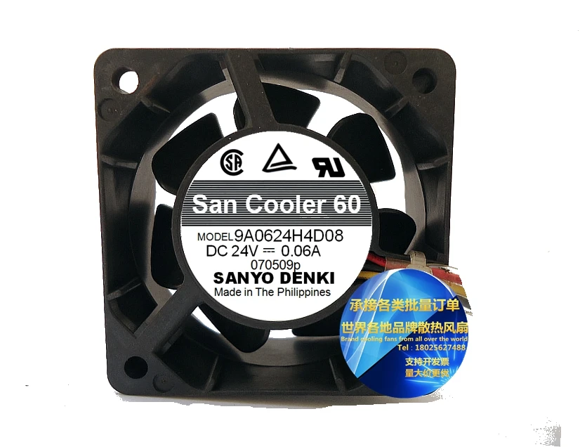 Бесплатная доставка новый оригинальный вентилятор SANYO кулер San 6025 24V 0.06A 6 см 9A0624H4D08