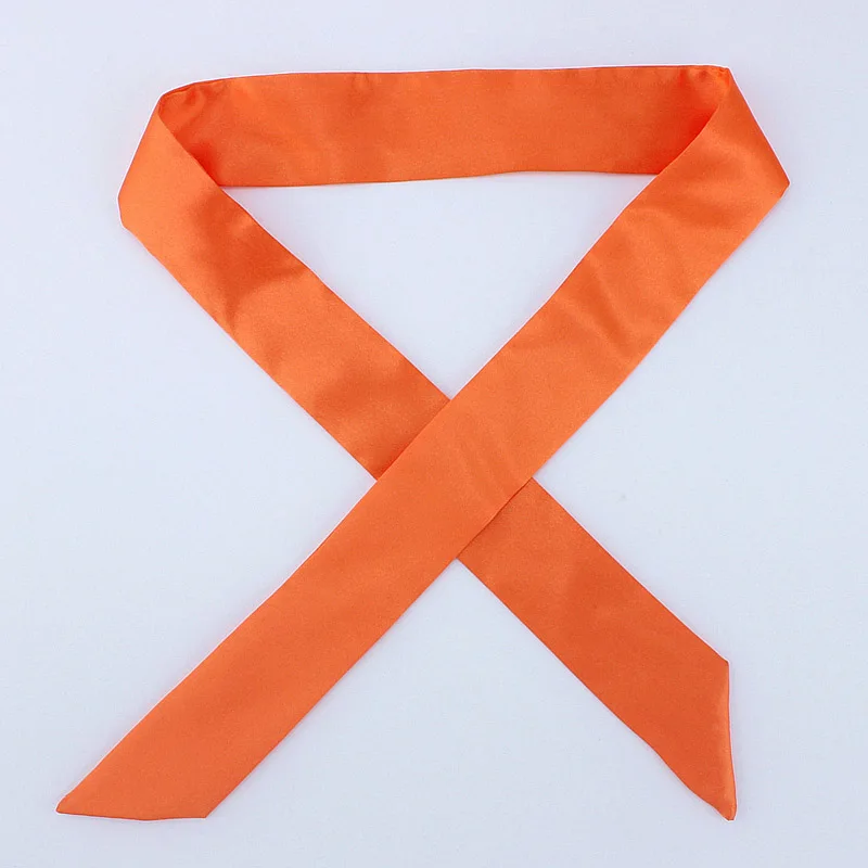 D87 orange 30 цветов, женский шарф, модный однотонный шарф, узкая маленькая лента на голову, шарф с ручкой для волос, роскошный брендовый декоративный галстук - Цвет: D87 orange