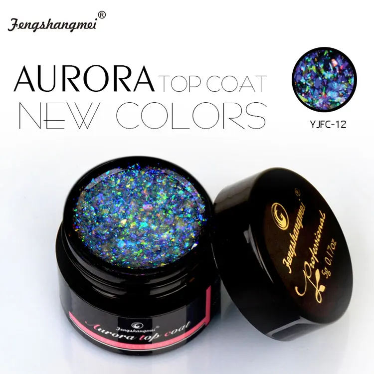 Профессиональный Гибридный Гель-лак для ногтей fengshangmei, 5 г, новинка, лак Aurora Top Coat, долговечный Блестящий Гель-лак с блестками - Цвет: YJFC-12
