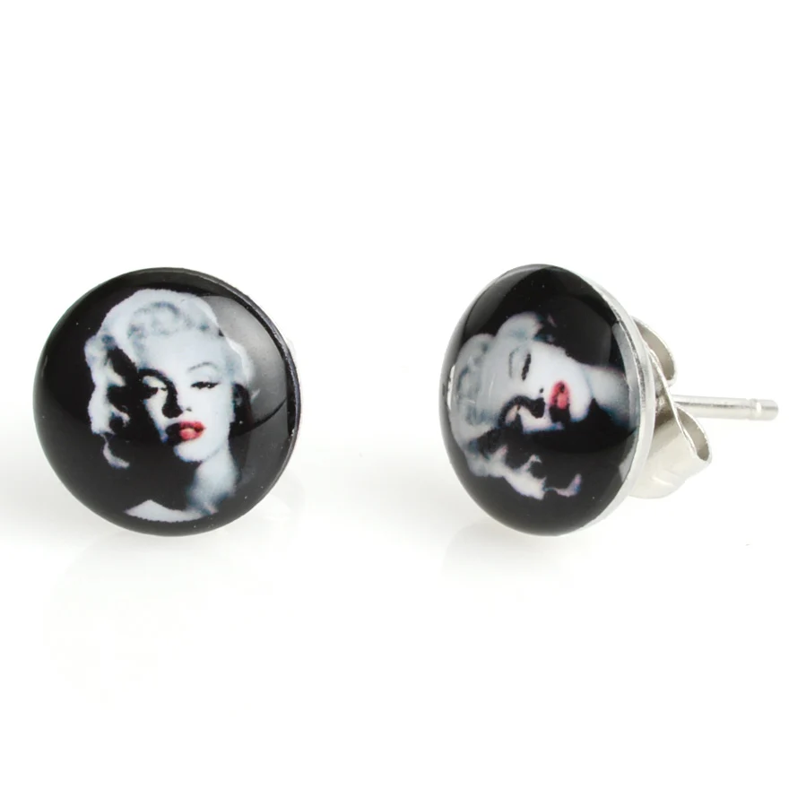 18 пар 10 мм винтажные черные Мэрилин Монро Серьги-гвоздики из нержавеющей стали