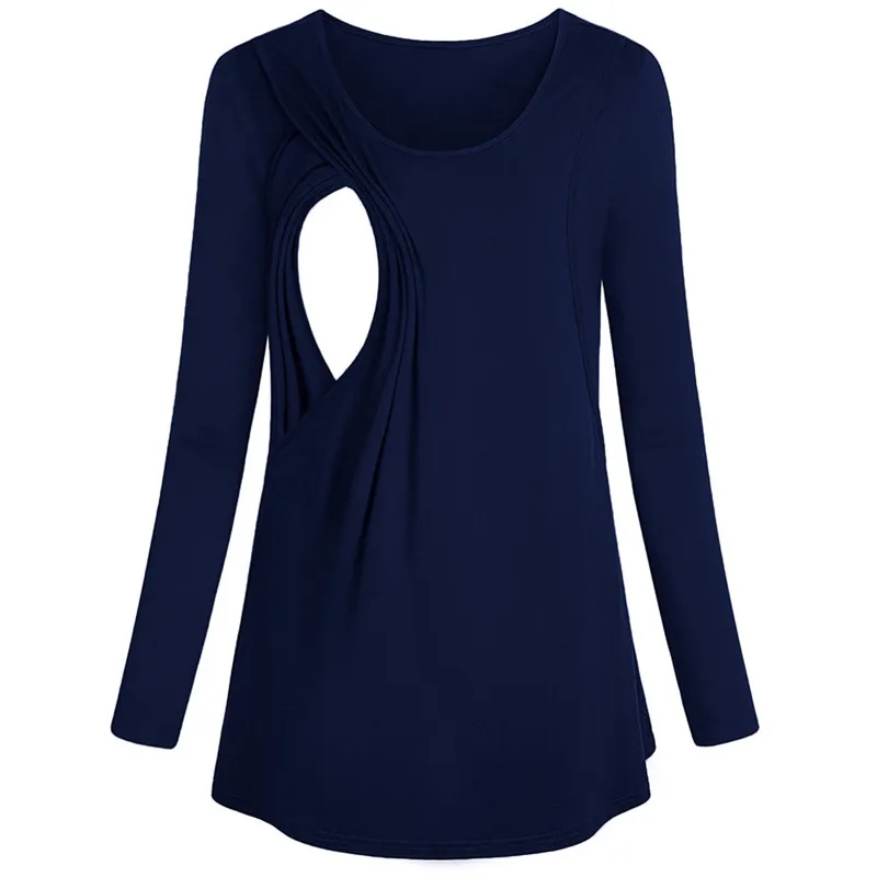 Dark Blue Telotuny Одежда для беременных и кормящих женщин с длинным рукавом Материнство слоистых кормящих топы для грудного вскармливания Bouse Dec29 - Цвет: Dark Blue