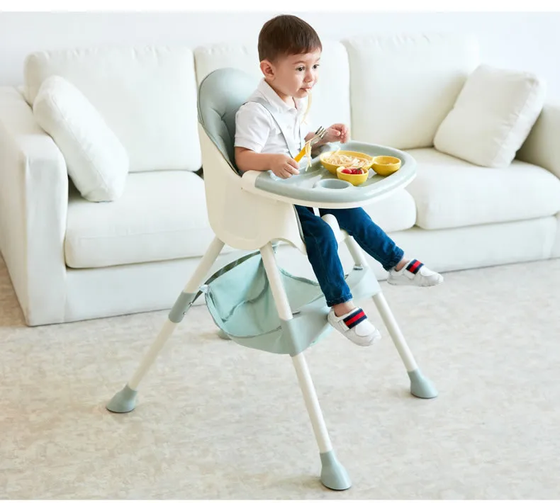 PP Material Safety Children's Dining High Chair Adjustable Foldable Seat Multi-function Portable Baby Feeding Chair For Babies