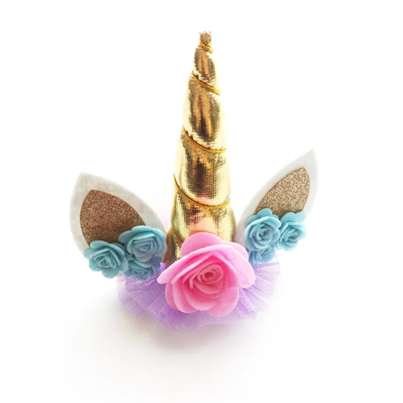 10 шт./лот обруч для волос с роговыми ушками единорога зажим короной вечерние