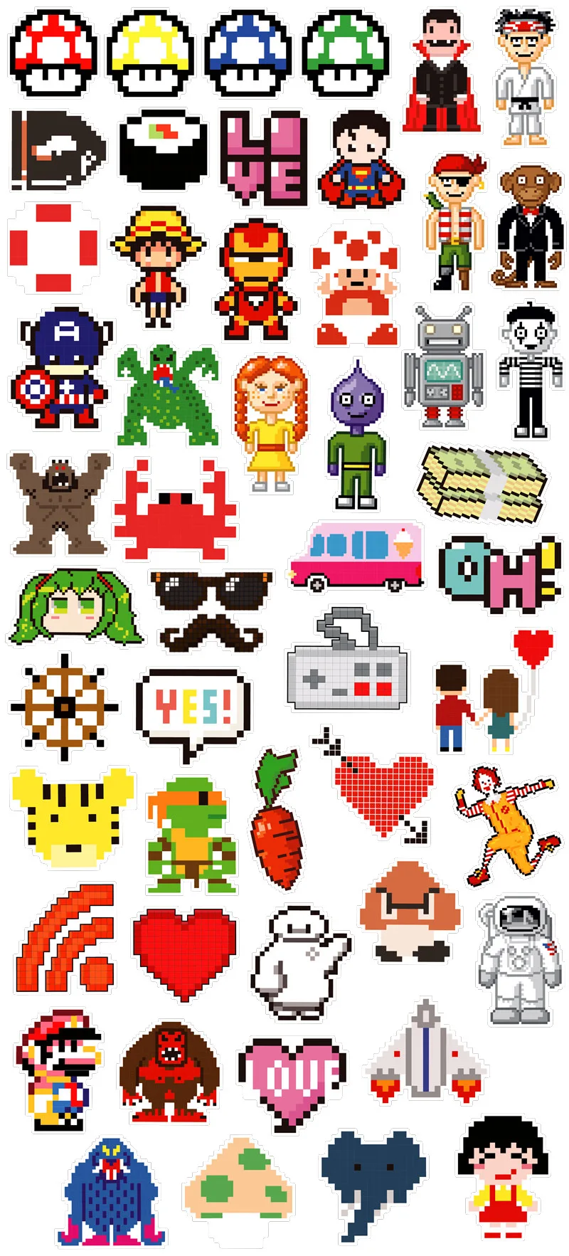 50 шт. мозаика Классическая игра серии Pixel стикер s для ноутбука скейтборда велосипеда мотоцикла DIY Водонепроницаемая игрушка наклейка F5