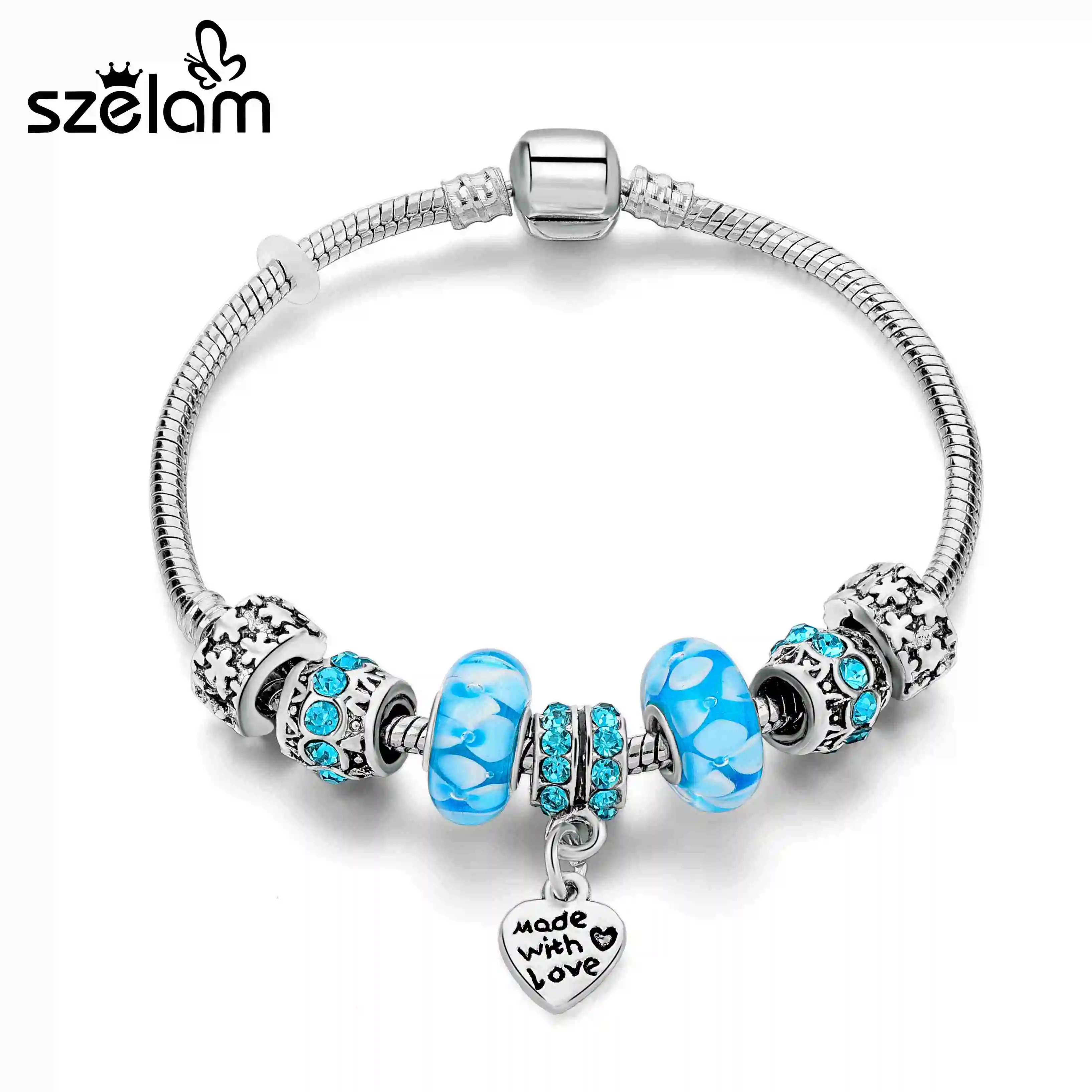 Szelam 2019 модный Европейский браслет с подвесками в форме сердца для женщин
