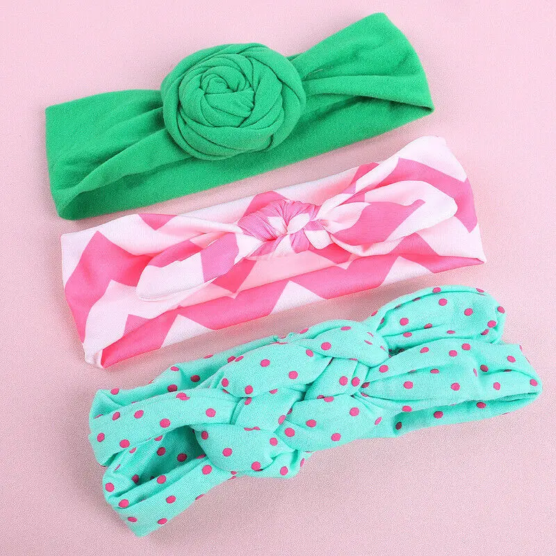 2019 Brand New 3PCS/Packet Hairband Toddler Kid Girl Boy Head Band Flower Print Bowknot Headband Elastic Hair Accessories Gifts | Детская