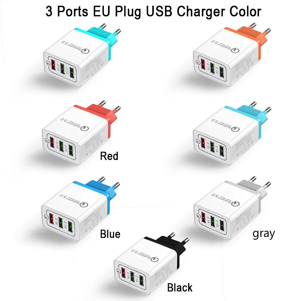 3 jack Быстрая зарядка USB 3,0 EU Быстрая зарядка для мобильных телефонов зарядная головка