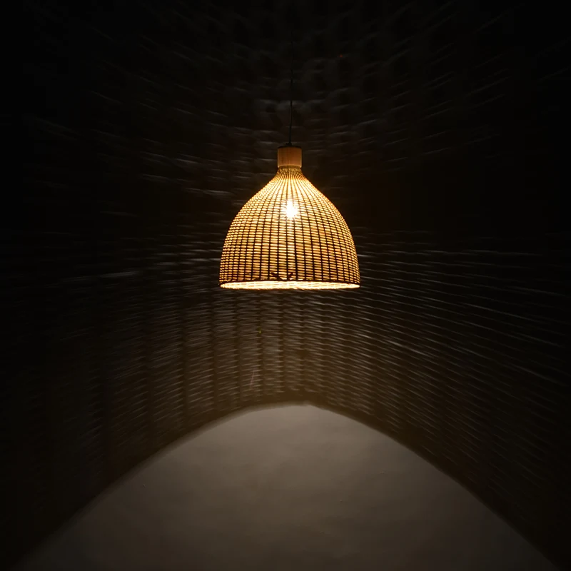 Круглый подвесной абажур из бамбука и ротанга ручной работы светильник в