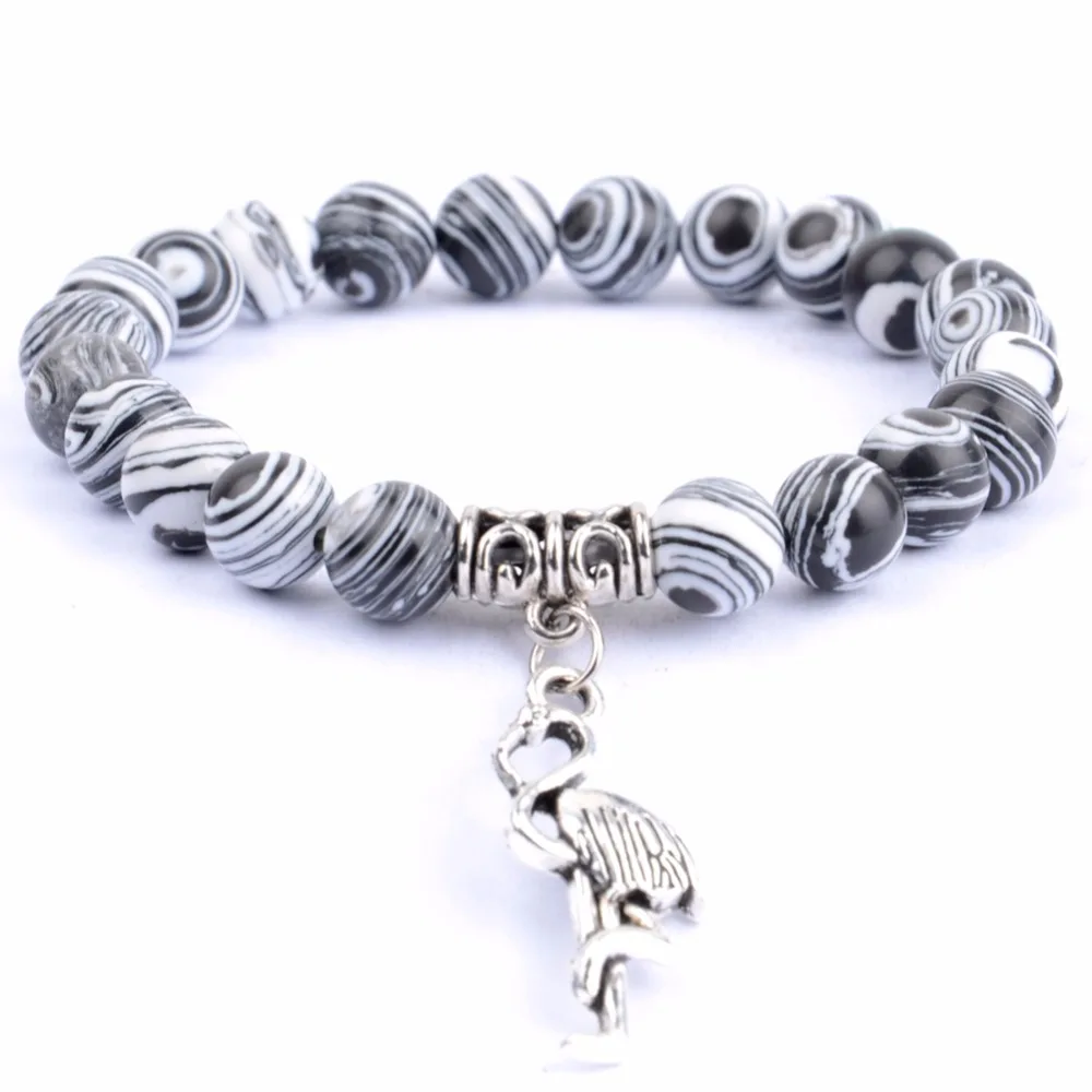 Мужские и женские классические браслеты с подвеской в виде фламинго из