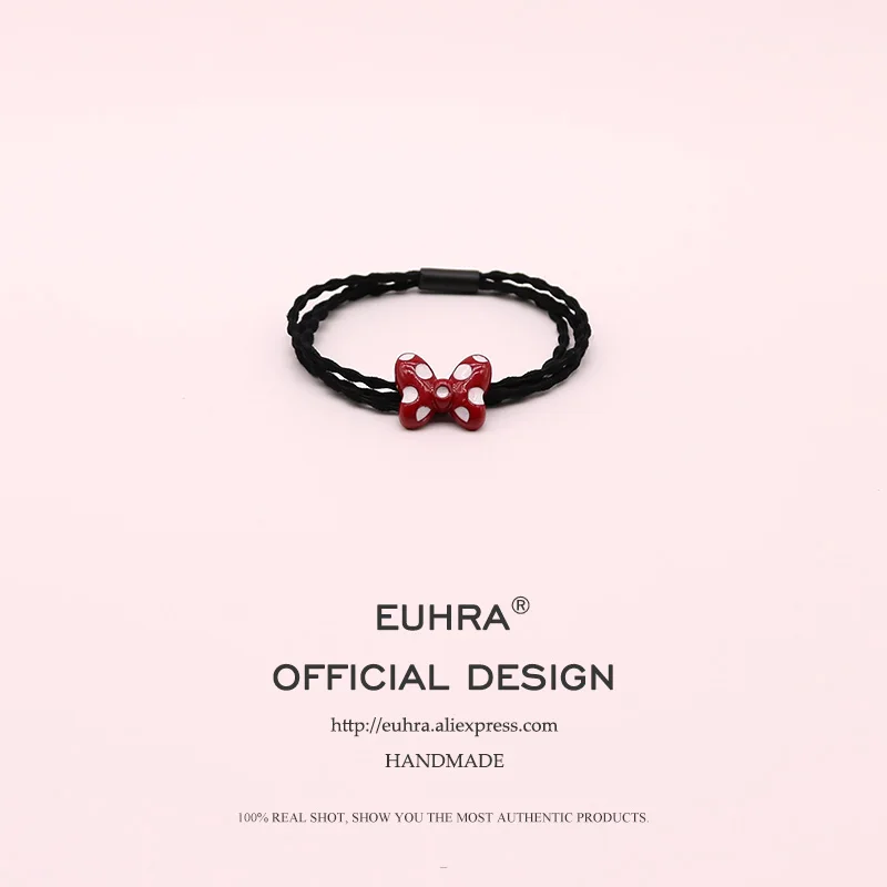 EUHRA, 2 цвета, эластичные резинки для волос с бантом для женщин и девочек, лента для волос в горошек, Детская резинка