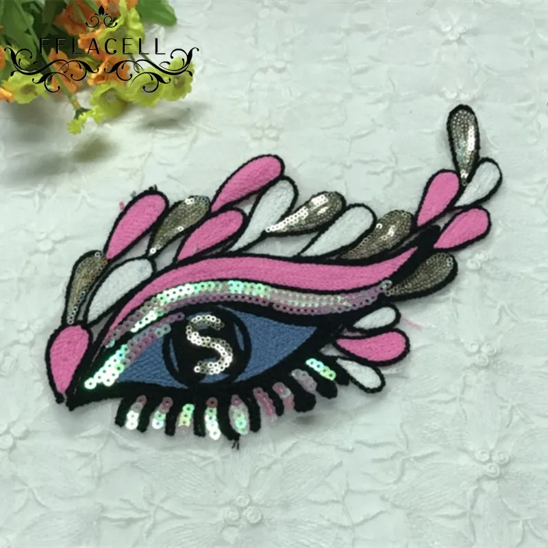 Фартук с вышитыми глазами FFLACELL нашивки блестками для одежды Байкерская