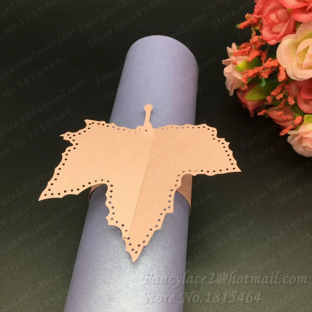 50 шт. Лазерная резка Кольца для салфеток с Кленовым листом вечеринок украшение из