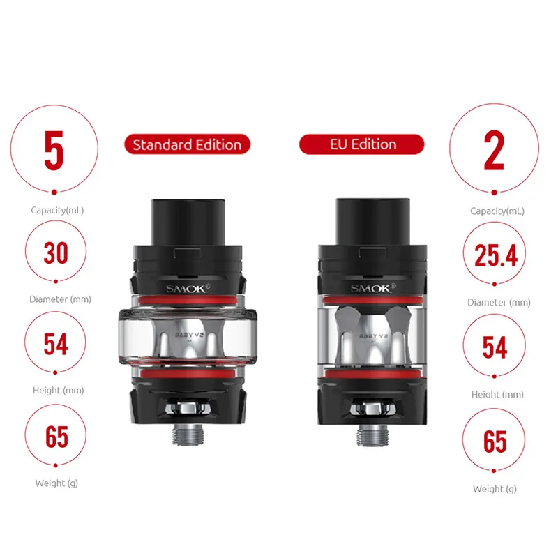 100% Original SMOK TFV8 Детские V2 танк атомайзер для электронных сигарет V8 A1 A2 A3 сетки