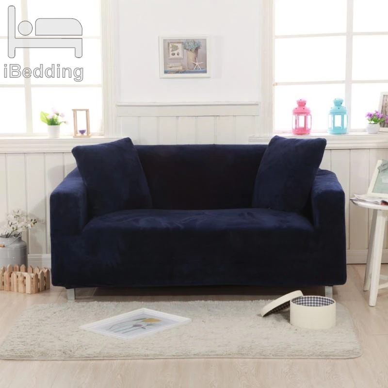 Темно синий эластичный растягивающийся защитный чехол для дивана гостиной