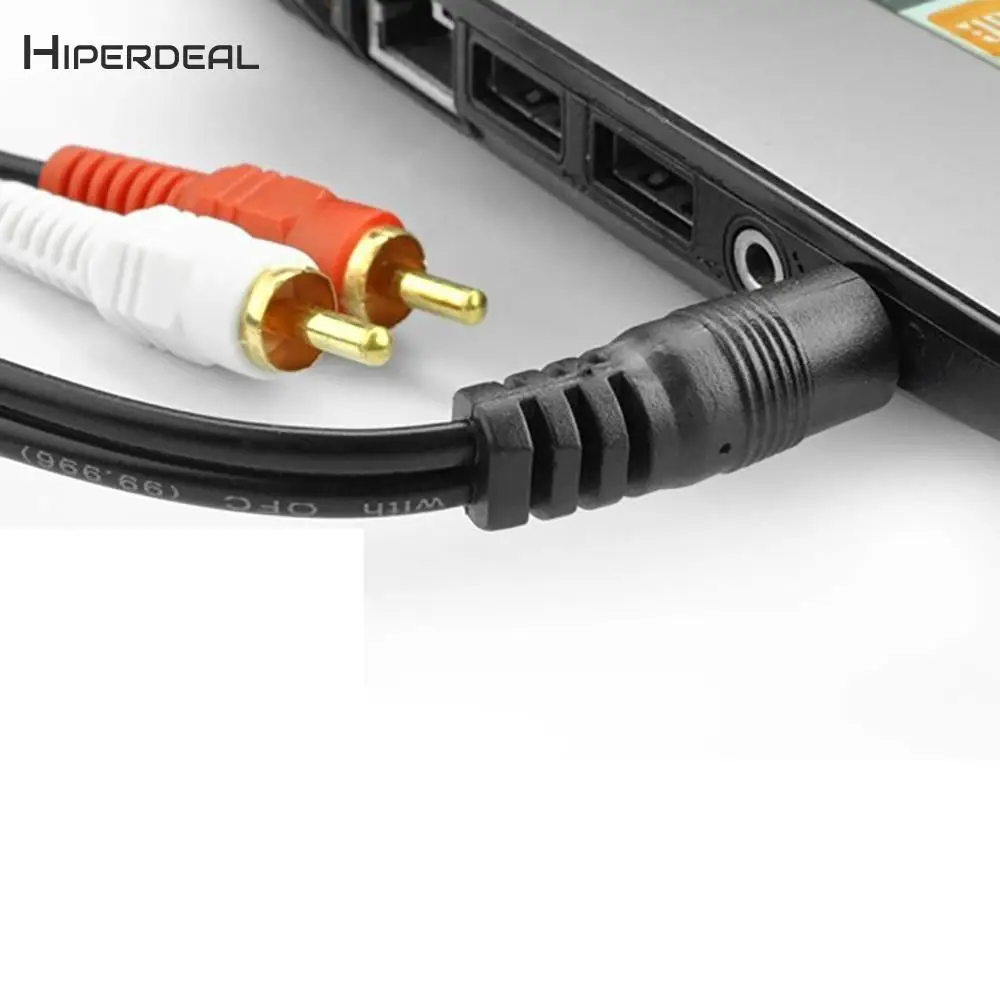 HIPERDEAL модный 3 5 мм разъем типа папа на 2 RCA 1 м фута аудиоразветвитель для ПК AUX