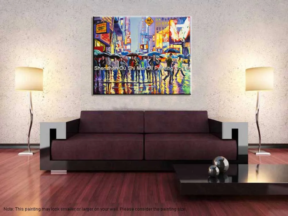 Ручная роспись ножом пейзаж живопись на холсте занятое утро улица Нью-Йорка