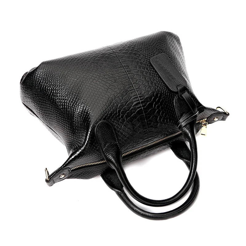 HANZISHA Brand Genuine Leather Women Handbag Fashion Designer Serpentine Cowhide Shoulder Bag Crossbody Ladies Tote | Багаж и сумки