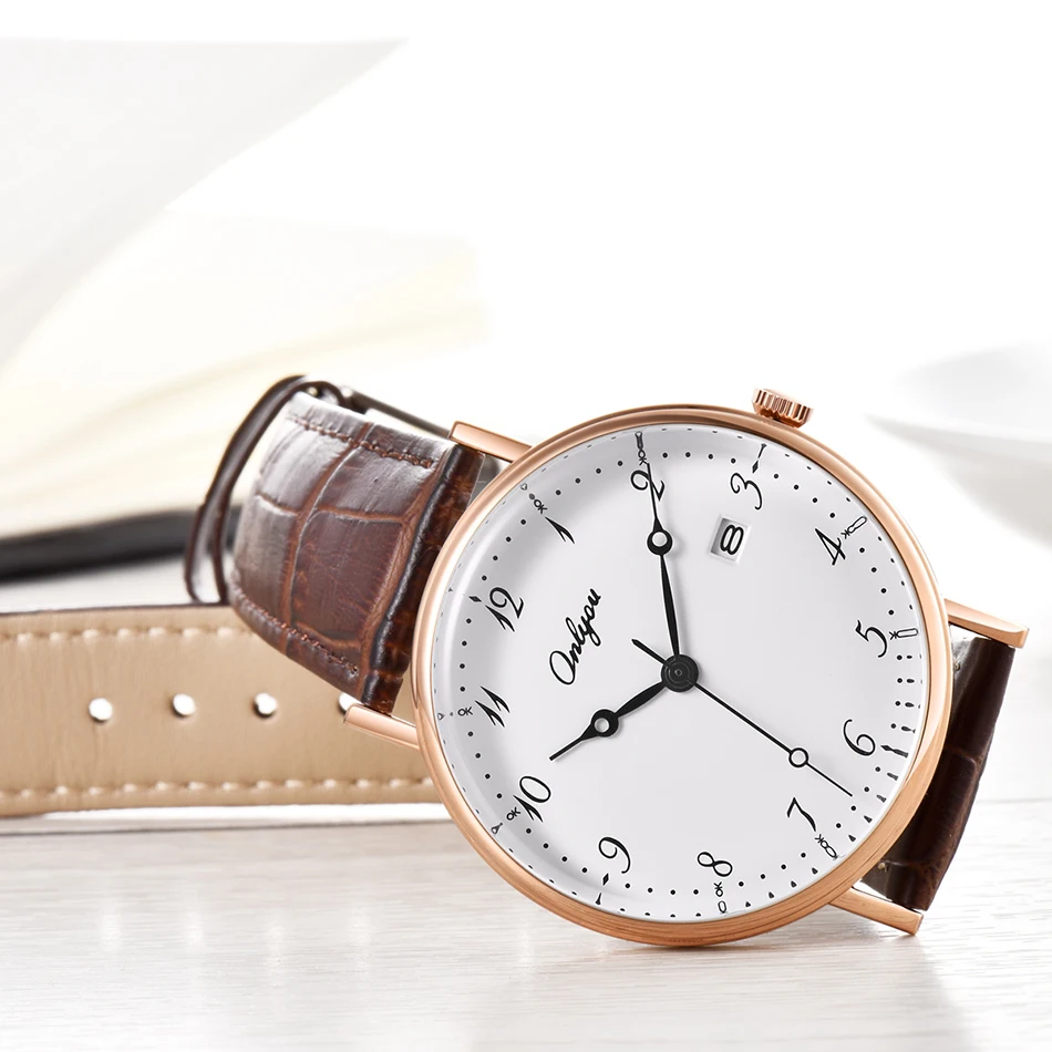 Onlyou Для женщин Мода розовое золото наручные мужчин Повседневное кварцевые часы