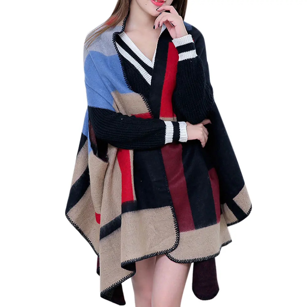 2018 Модные женские зимние кашемировые пашмины вязаные шали в стиле бохо клетку