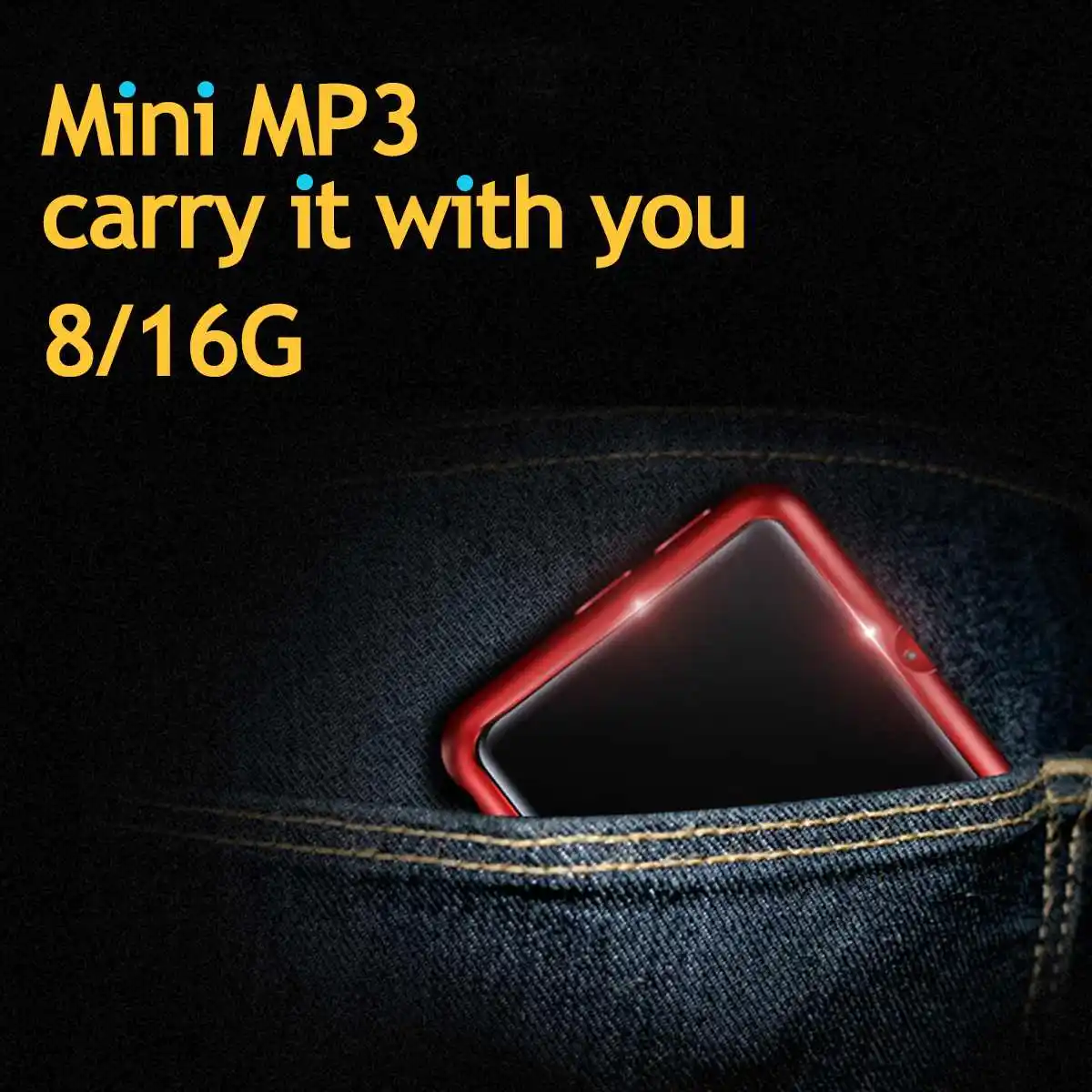 Алюминий сплав 8G/16G Махди мини bluetooth Mp3 плеер, Поддержка TF карты с помощью одной кнопки A-B Повторите для изучения с наушником USB