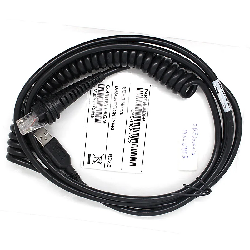 

5 шт. Новый 3 м спиральный USB-кабель для сканера штрих-кодов Honeywell 1900G 1200 1300G